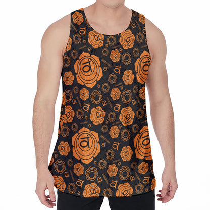 Swadhisthana Chakra Pattern Print Men's Velvet Tank Top