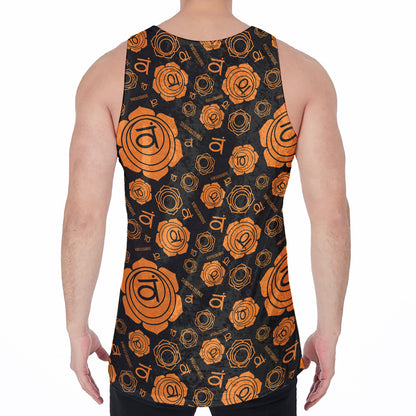 Swadhisthana Chakra Pattern Print Men's Velvet Tank Top