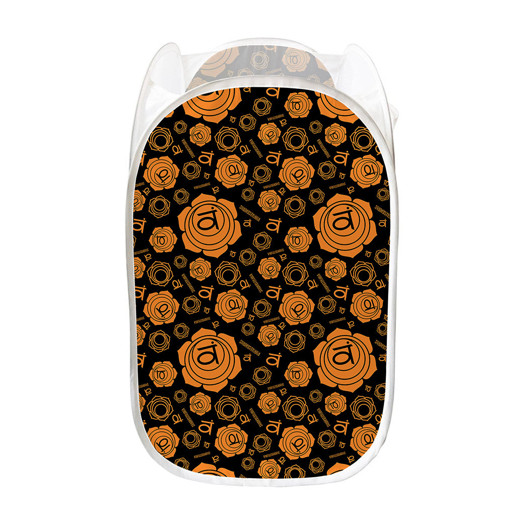Swadhisthana Chakra Pattern Print Mesh Laundry Hamper