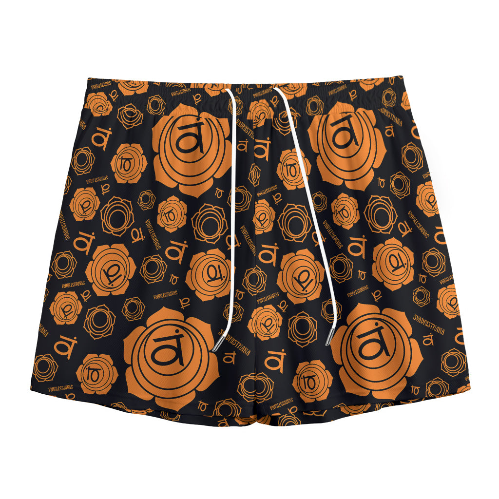 Swadhisthana Chakra Pattern Print Mesh Shorts