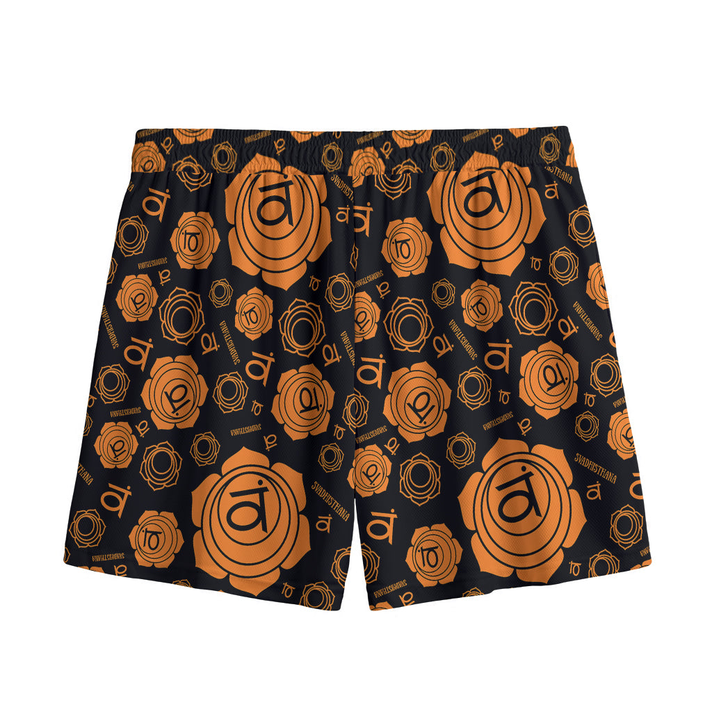 Swadhisthana Chakra Pattern Print Mesh Shorts