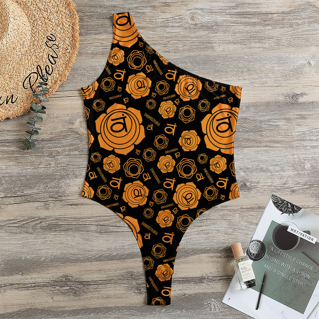Swadhisthana Chakra Pattern Print One Shoulder Bodysuit