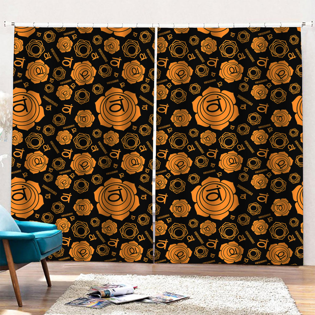 Swadhisthana Chakra Pattern Print Pencil Pleat Curtains