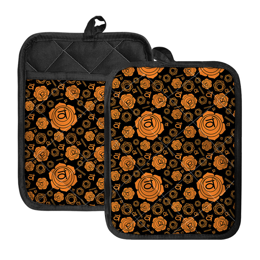 Swadhisthana Chakra Pattern Print Pot Holders With Pocket