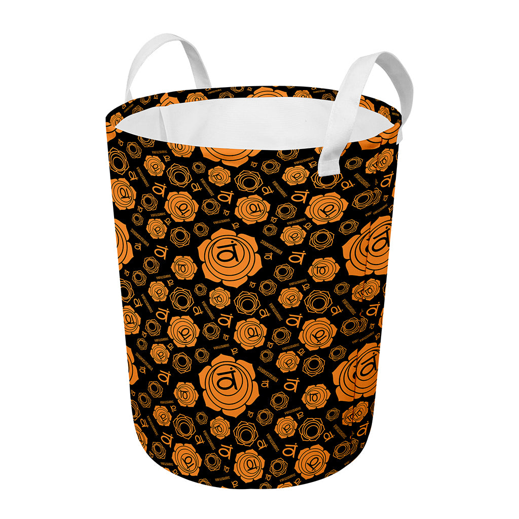 Swadhisthana Chakra Pattern Print Round Laundry Basket
