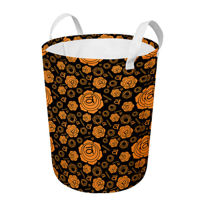 Swadhisthana Chakra Pattern Print Round Laundry Basket