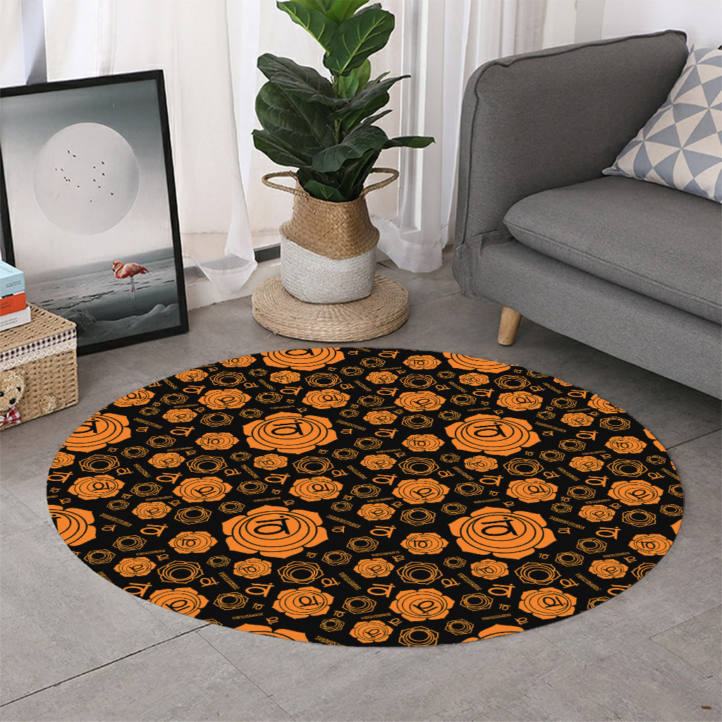 Swadhisthana Chakra Pattern Print Round Rug