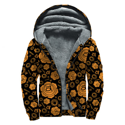 Swadhisthana Chakra Pattern Print Sherpa Lined Zip Up Hoodie