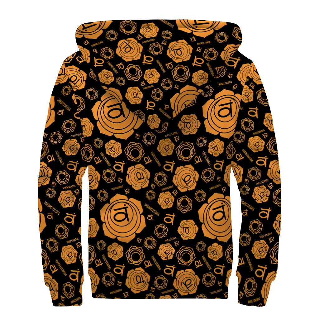 Swadhisthana Chakra Pattern Print Sherpa Lined Zip Up Hoodie