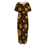 Swadhisthana Chakra Pattern Print Short Sleeve Long Nightdress