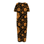 Swadhisthana Chakra Pattern Print Short Sleeve Long Nightdress