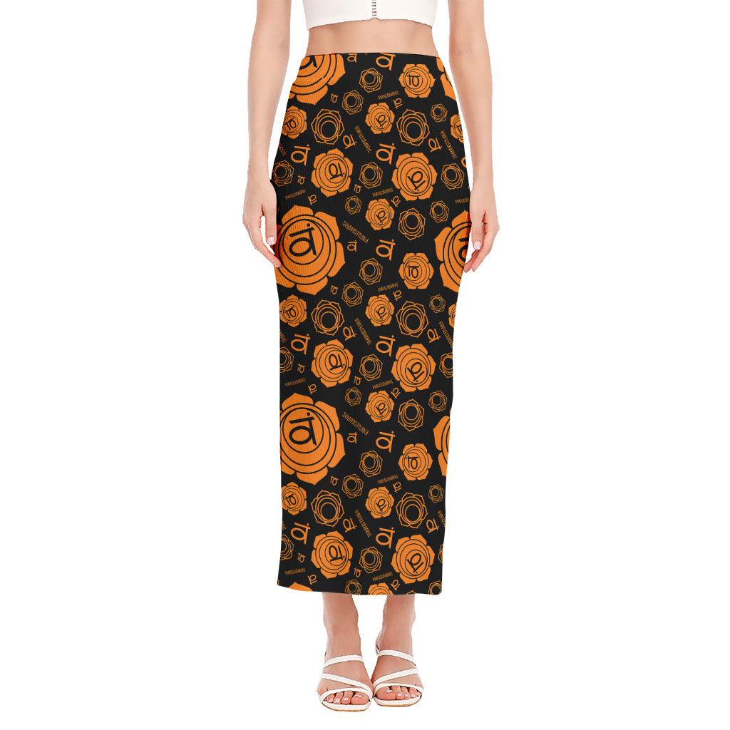 Swadhisthana Chakra Pattern Print Side Slit Maxi Skirt
