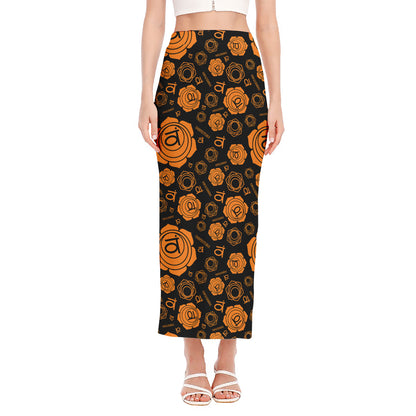Swadhisthana Chakra Pattern Print Side Slit Maxi Skirt