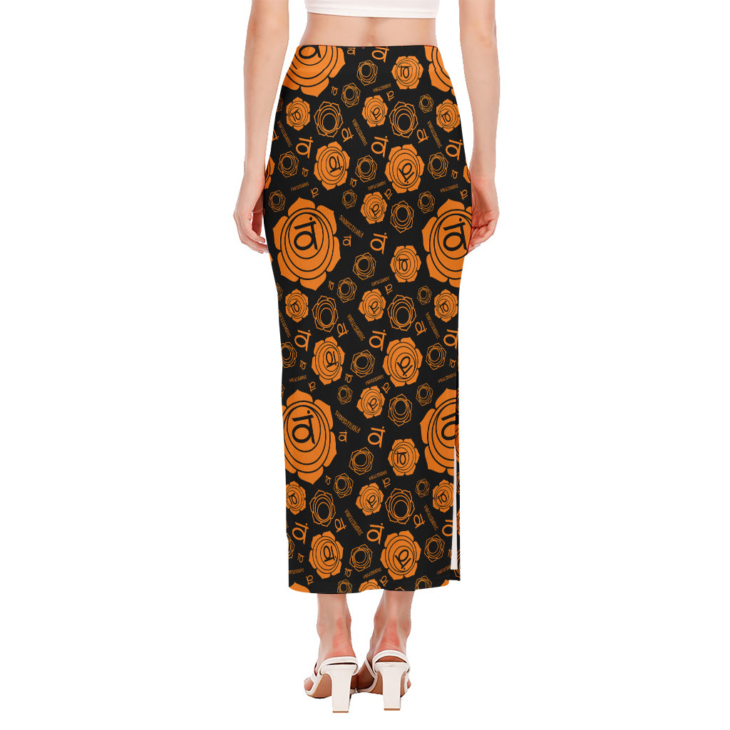 Swadhisthana Chakra Pattern Print Side Slit Maxi Skirt