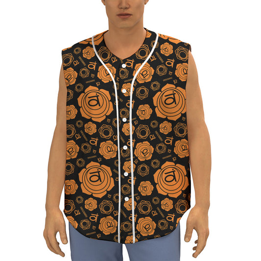 Swadhisthana Chakra Pattern Print Sleeveless Baseball Jersey