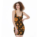 Swadhisthana Chakra Pattern Print Sleeveless Bodycon Dress