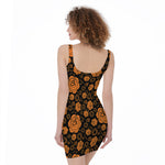 Swadhisthana Chakra Pattern Print Sleeveless Bodycon Dress