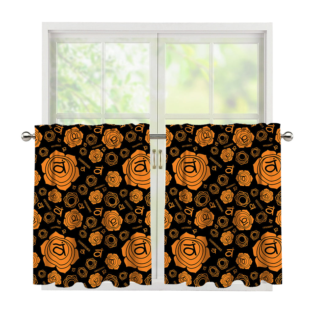 Swadhisthana Chakra Pattern Print Tier Curtains
