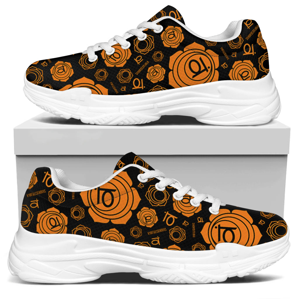 Swadhisthana Chakra Pattern Print White Chunky Shoes