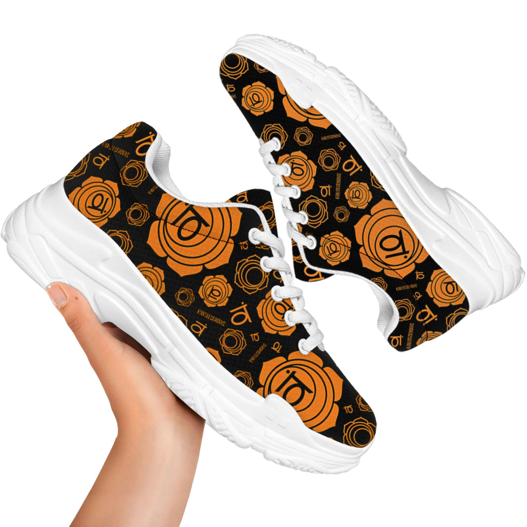 Swadhisthana Chakra Pattern Print White Chunky Shoes