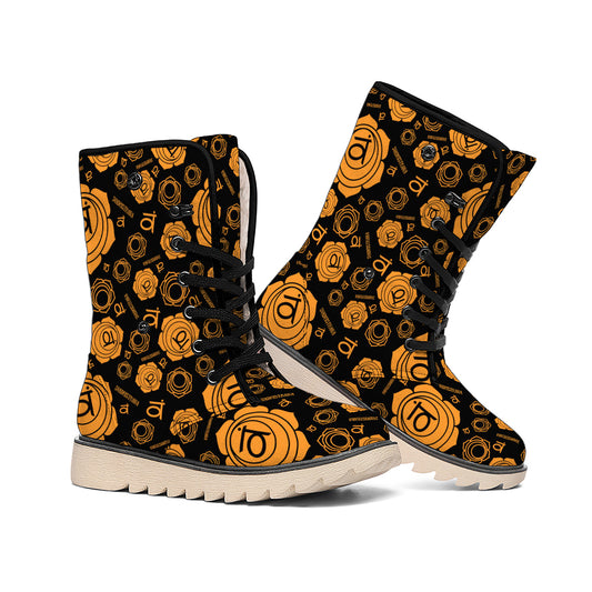 Swadhisthana Chakra Pattern Print Winter Boots