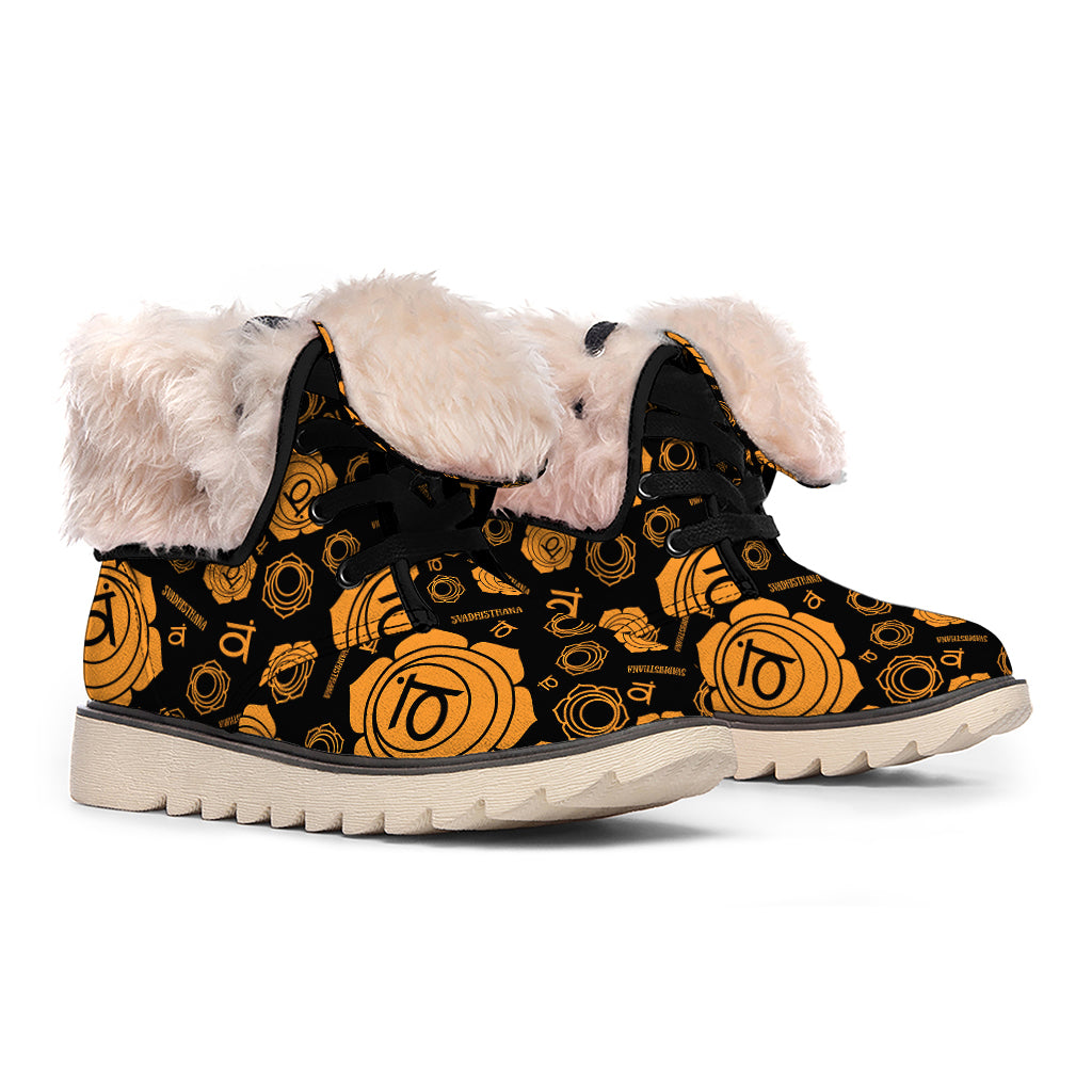 Swadhisthana Chakra Pattern Print Winter Boots