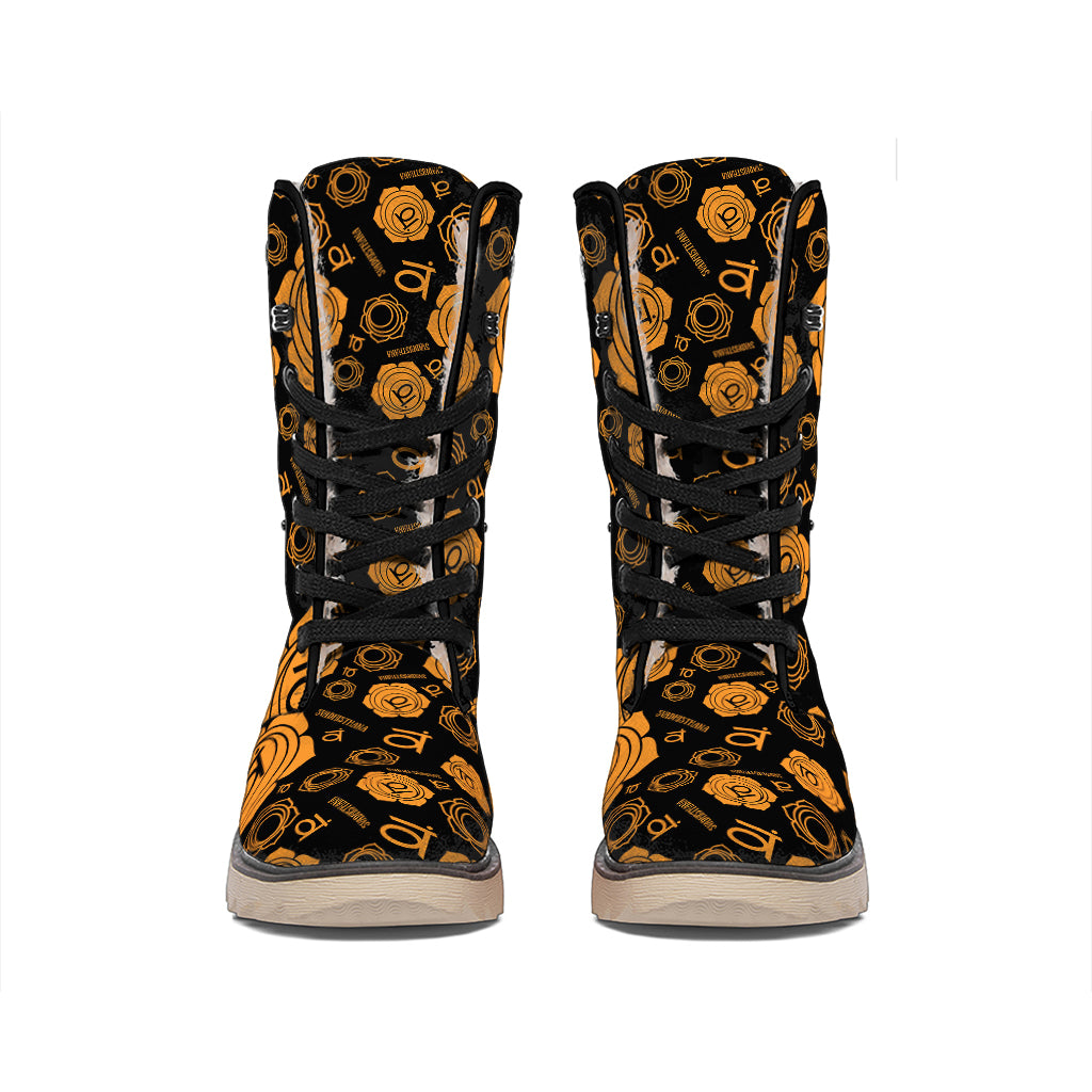 Swadhisthana Chakra Pattern Print Winter Boots