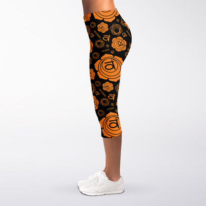 Swadhisthana Chakra Pattern Print Women's Capri Leggings