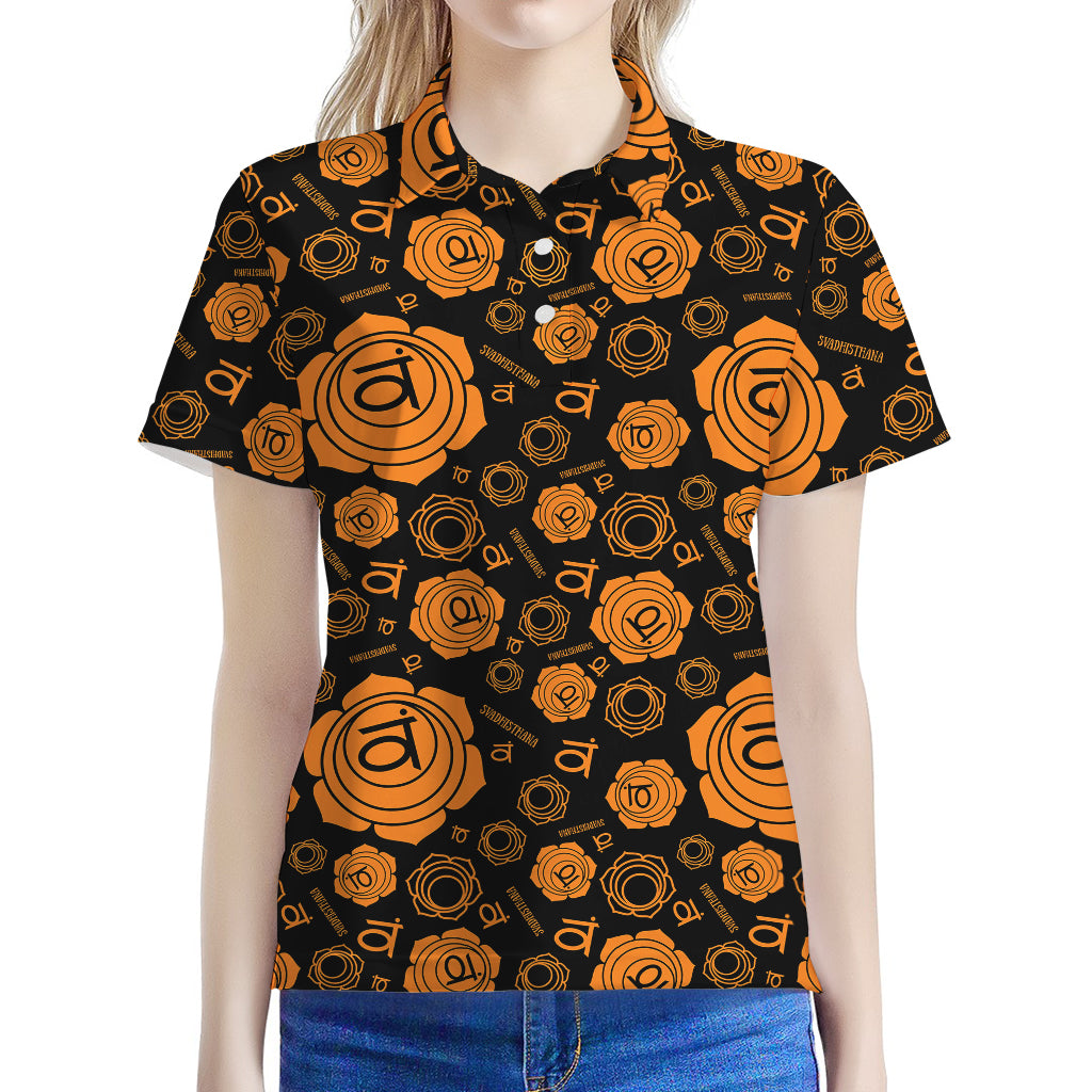 Swadhisthana Chakra Pattern Print Women's Polo Shirt