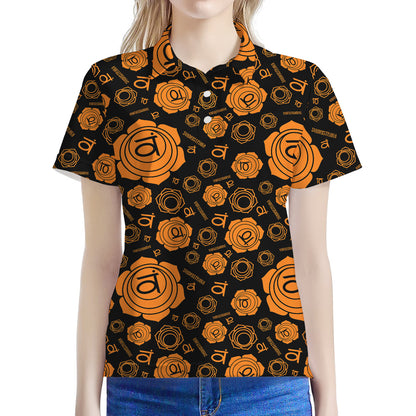 Swadhisthana Chakra Pattern Print Women's Polo Shirt