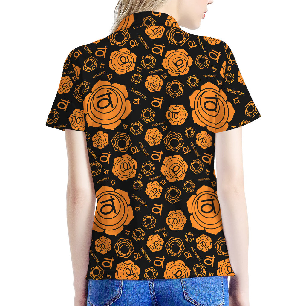 Swadhisthana Chakra Pattern Print Women's Polo Shirt