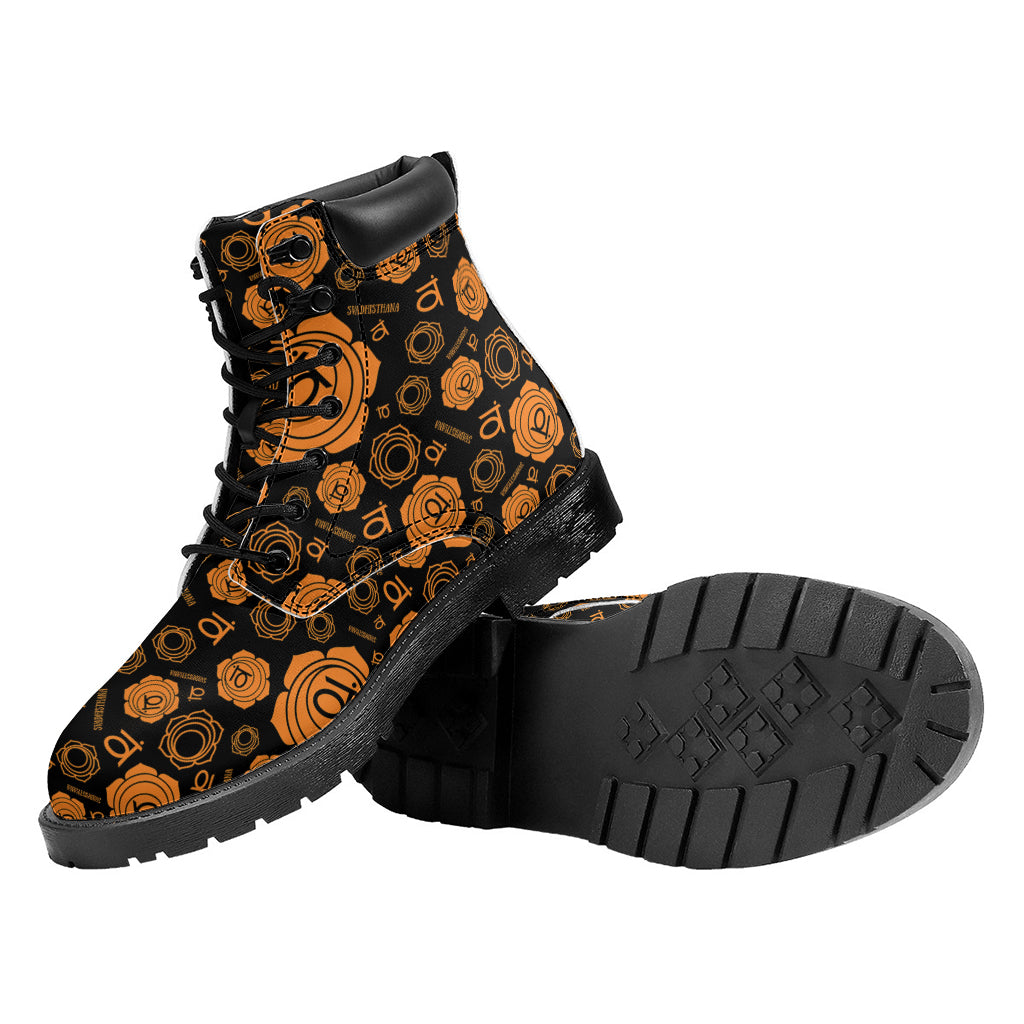 Swadhisthana Chakra Pattern Print Work Boots