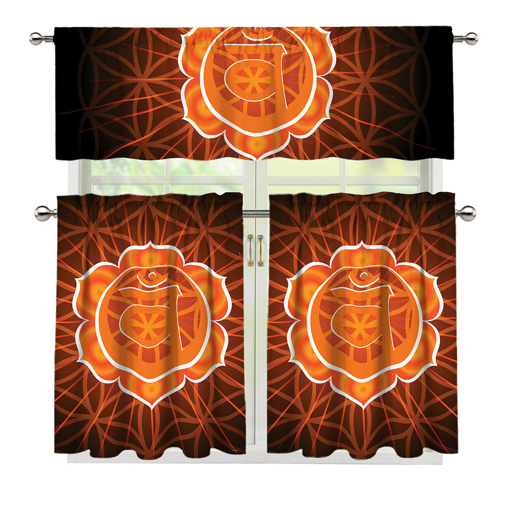 Swadhisthana Chakra Spiritual Print 3 Piece Kitchen Curtains