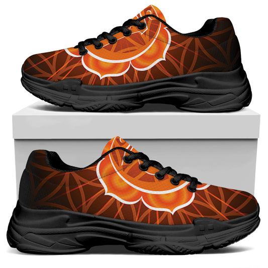 Swadhisthana Chakra Spiritual Print Black Chunky Shoes