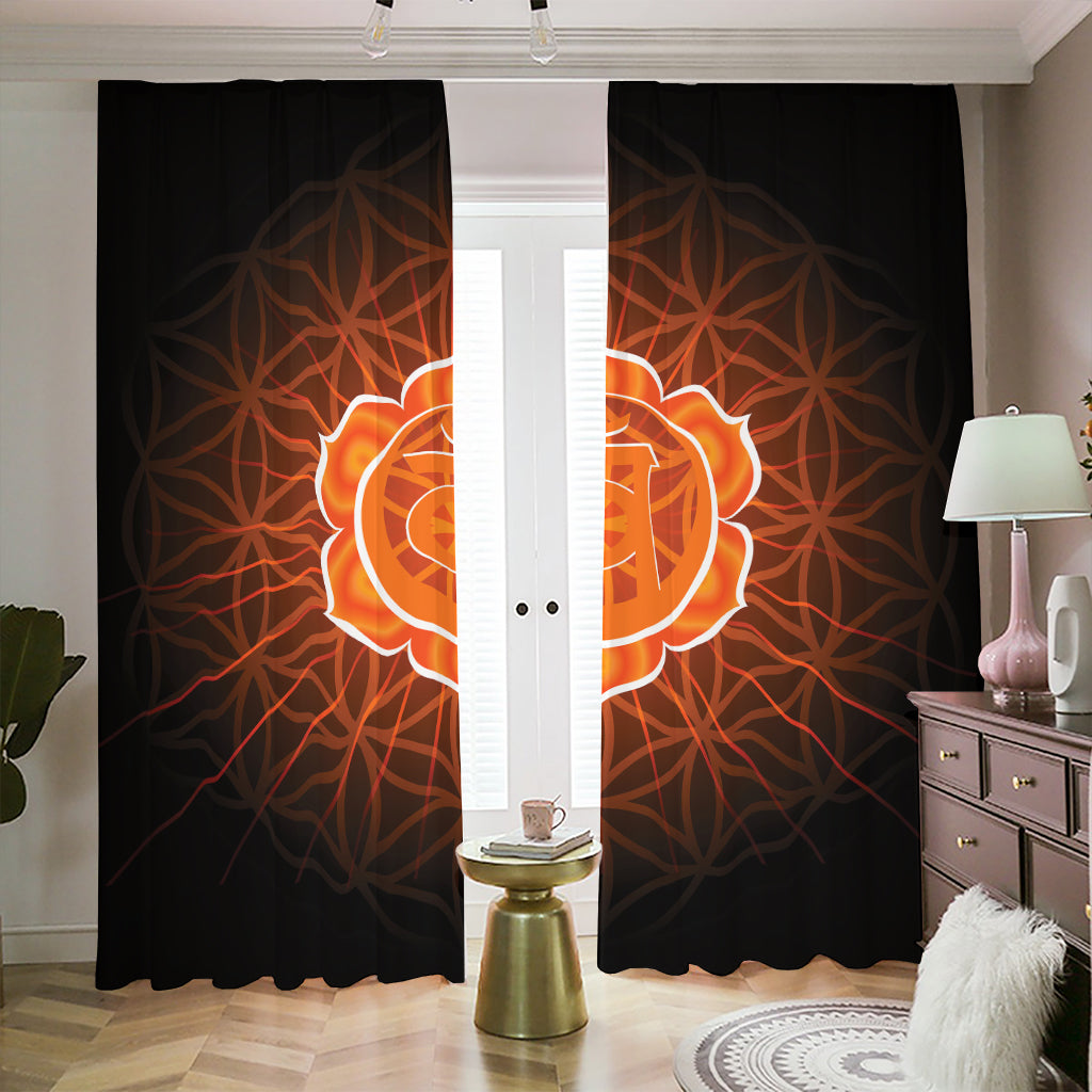 Swadhisthana Chakra Spiritual Print Blackout Pencil Pleat Curtains