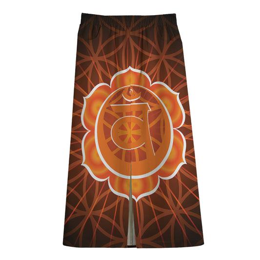 Swadhisthana Chakra Spiritual Print Cotton Front Slit Maxi Skirt