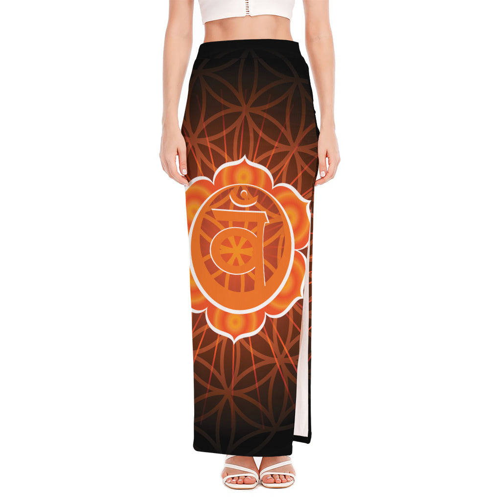 Swadhisthana Chakra Spiritual Print High Slit Maxi Skirt
