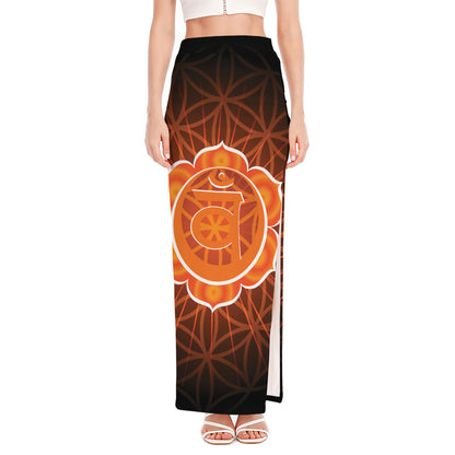 Swadhisthana Chakra Spiritual Print High Slit Maxi Skirt