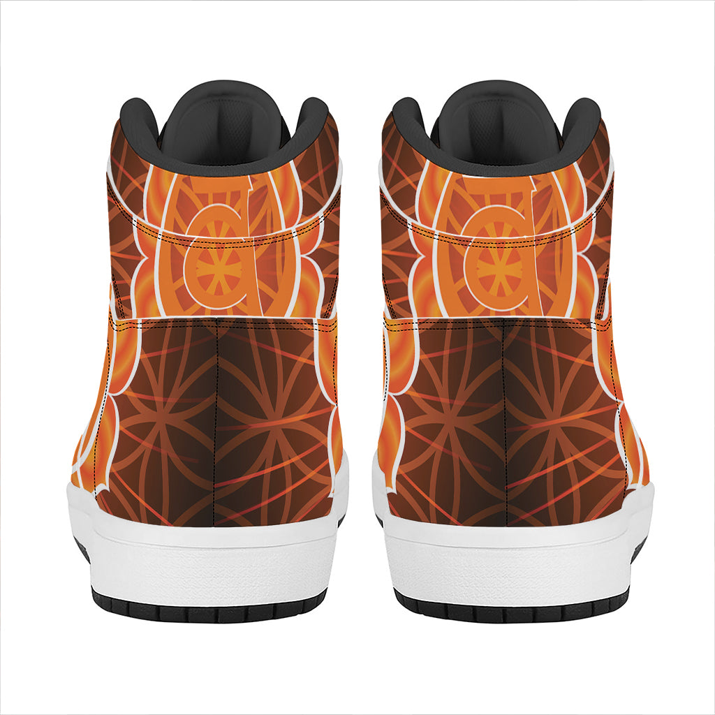 Swadhisthana Chakra Spiritual Print High Top Leather Sneakers