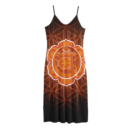 Swadhisthana Chakra Spiritual Print Jersey Midi Cami Dress