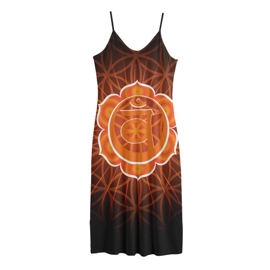 Swadhisthana Chakra Spiritual Print Jersey Midi Cami Dress