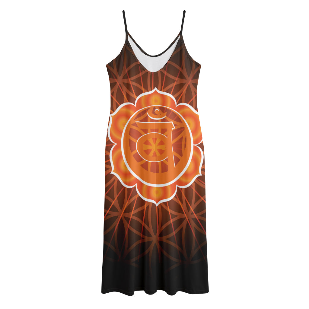 Swadhisthana Chakra Spiritual Print Jersey Midi Cami Dress