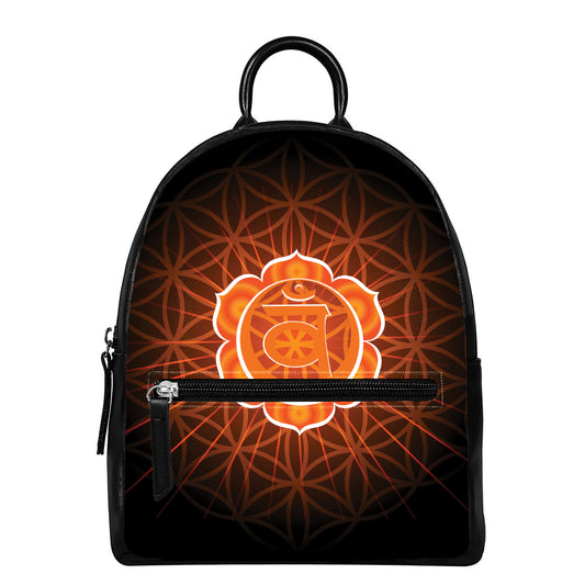 Swadhisthana Chakra Spiritual Print Leather Backpack