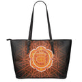Swadhisthana Chakra Spiritual Print Leather Tote Bag With Zipper