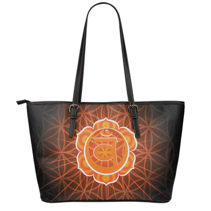 Swadhisthana Chakra Spiritual Print Leather Tote Bag