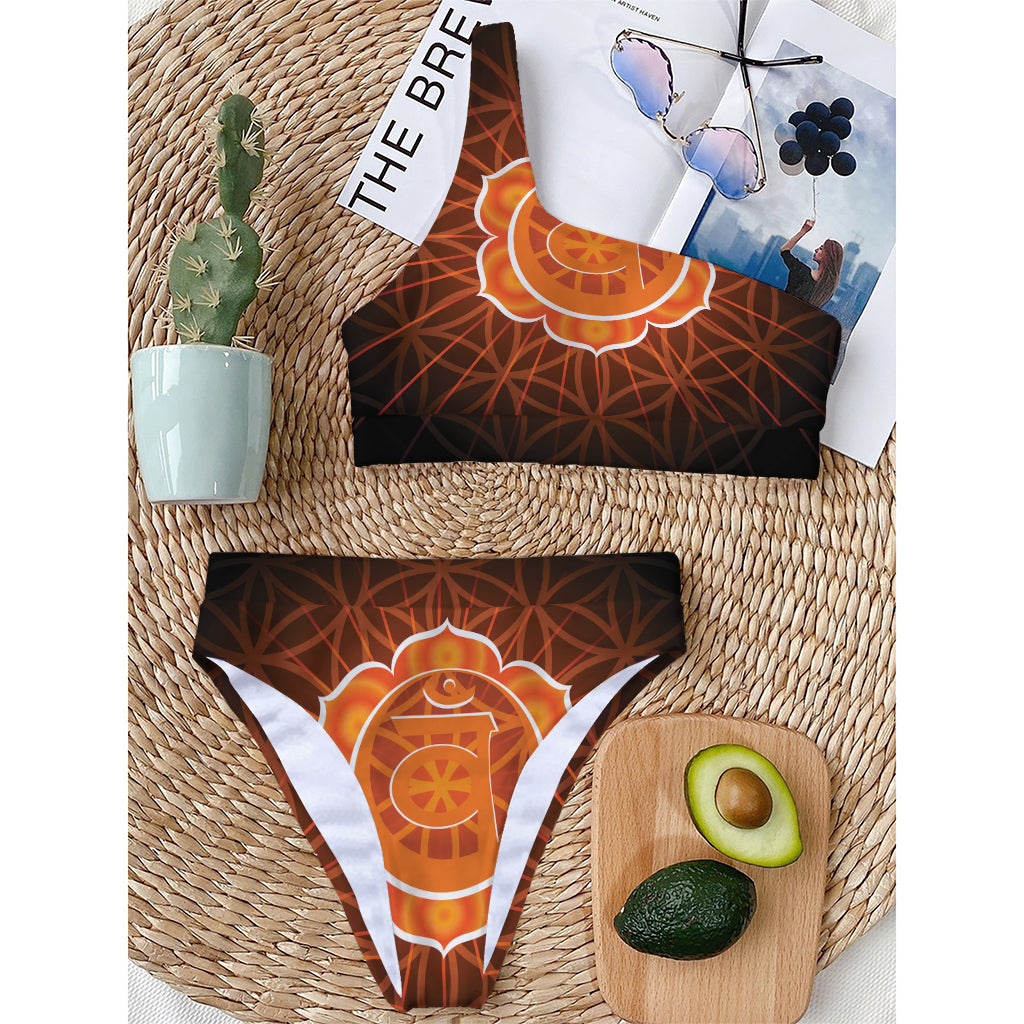 Swadhisthana Chakra Spiritual Print One Shoulder Bikini Top