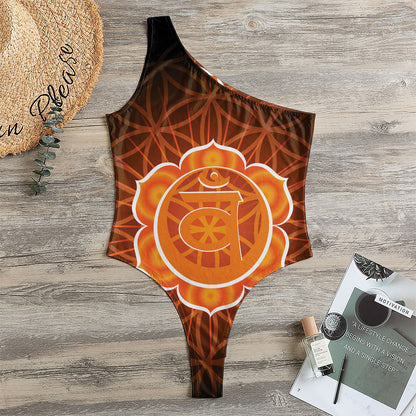 Swadhisthana Chakra Spiritual Print One Shoulder Bodysuit