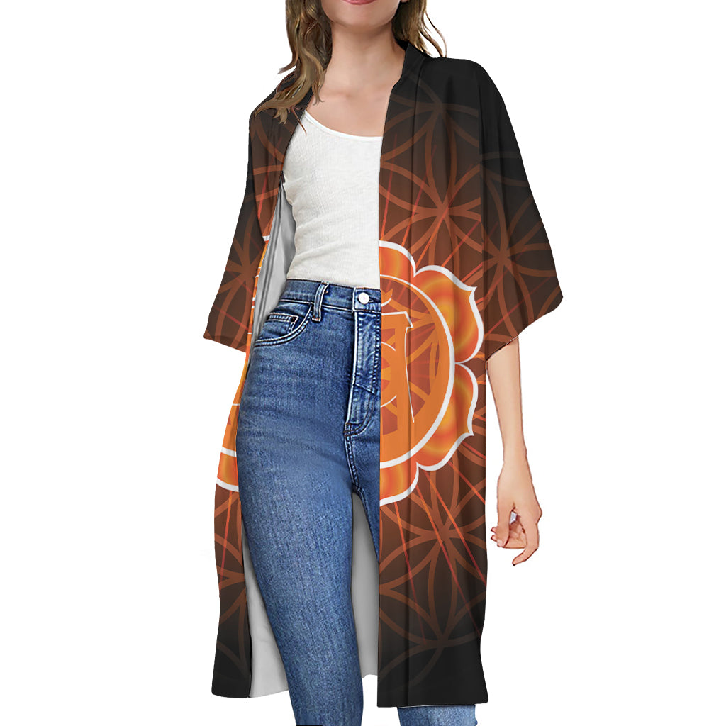 Swadhisthana Chakra Spiritual Print Open Front Beach Cover Up