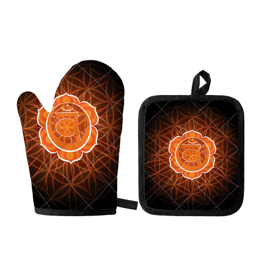 Swadhisthana Chakra Spiritual Print Oven Mitt And Pot Holder Set