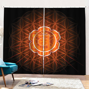 Swadhisthana Chakra Spiritual Print Pencil Pleat Curtains